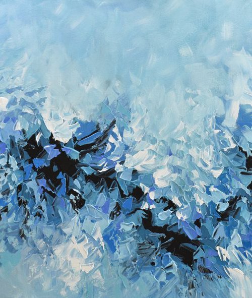Blue Abstract Painting 24x48 by Olga Tkachyk