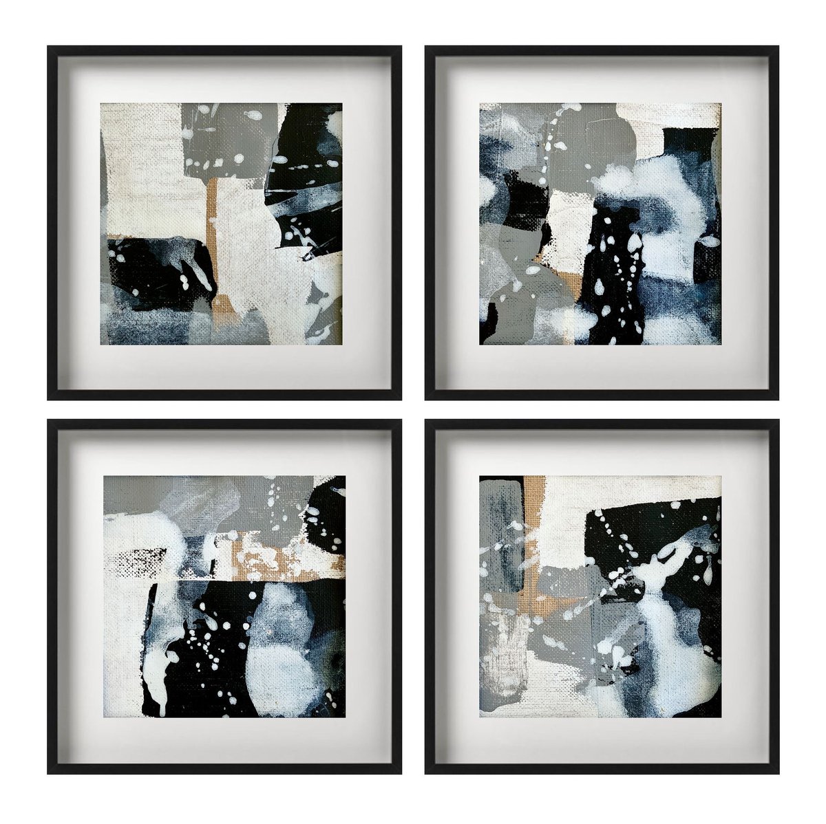 Abstraction No. 01921 black & white set of 4 by Anita Kaufmann
