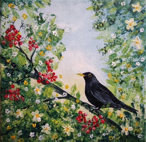 Blackbird and berries