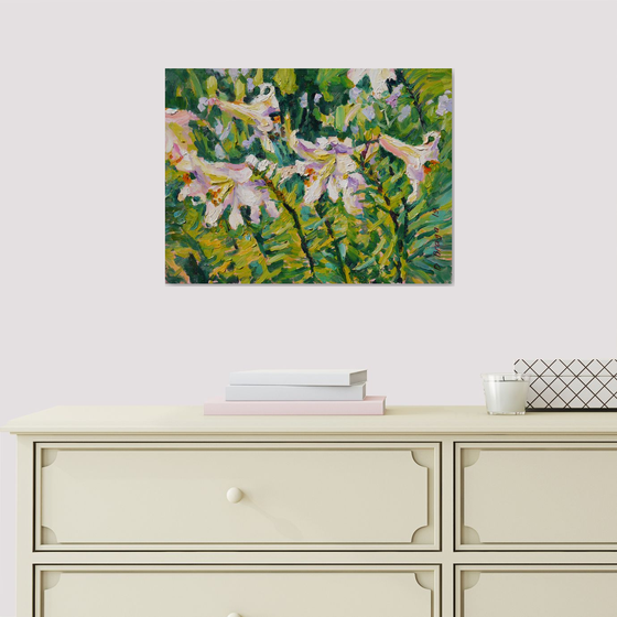 White lilies (etude) original painting