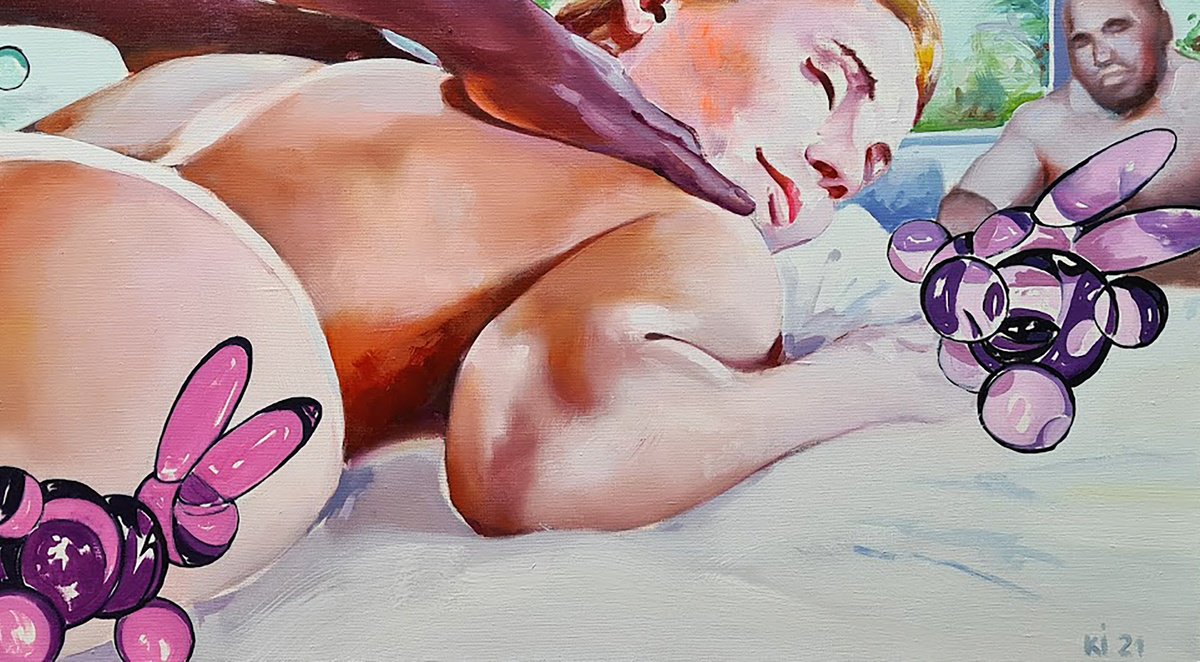 Urban And Pop Portrait Giclee Print By Oleg Kateryniuk, 28 X 20", Massage, Original Artwork