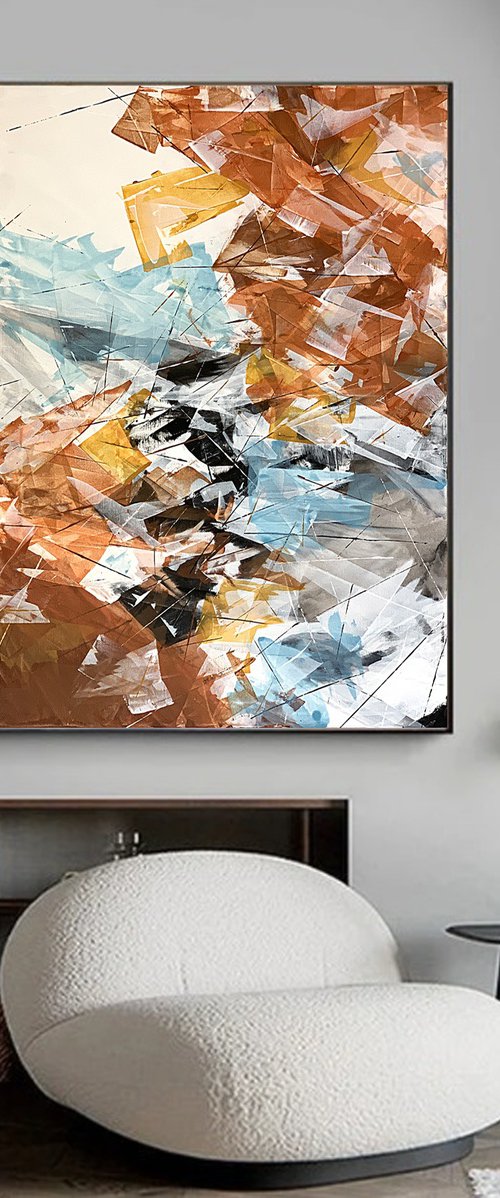 Orange, blue abstraction. by Tatiana Malinovscaia