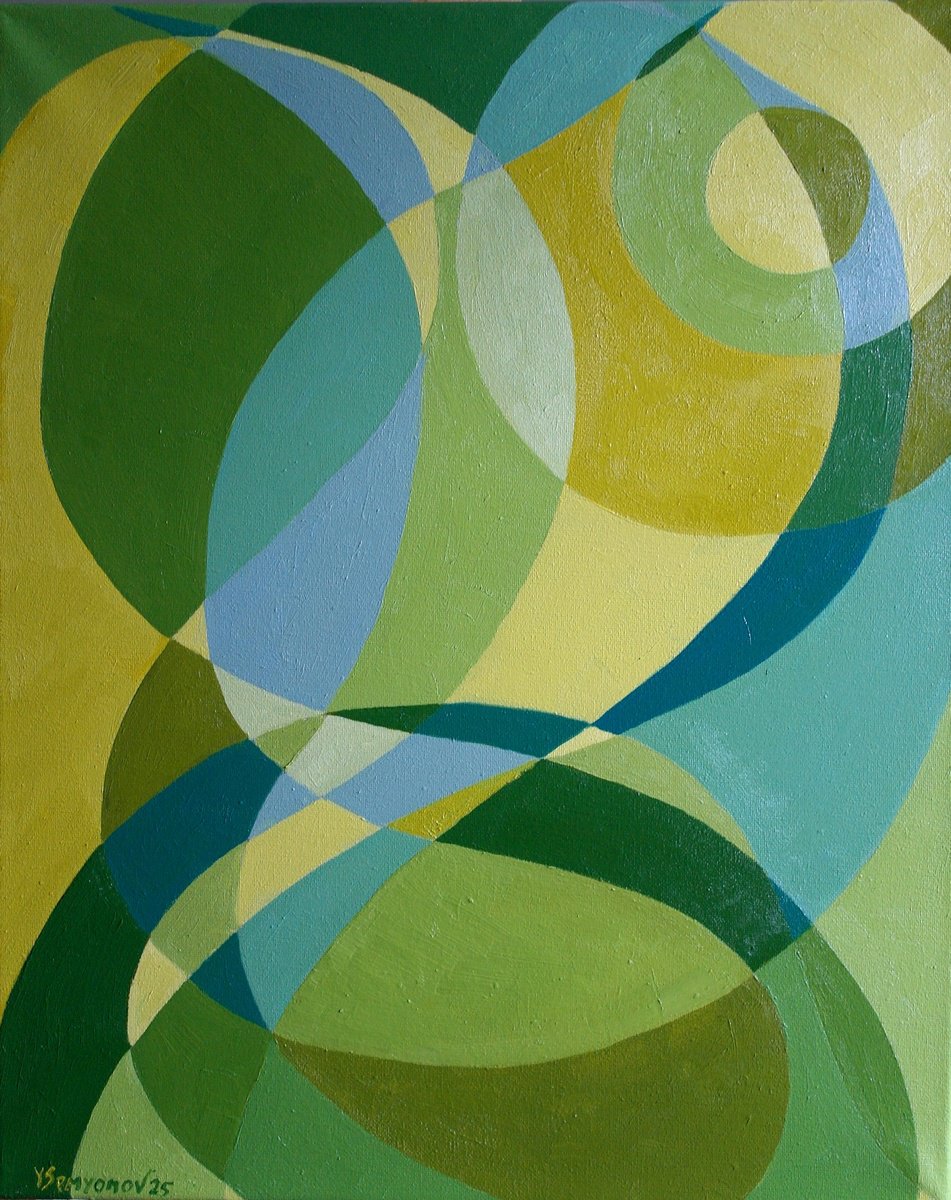 Expressive Abstract Oil Painting By Juri Semjonov, 16 X 20", Spring Tender Impressions, Original Artwork