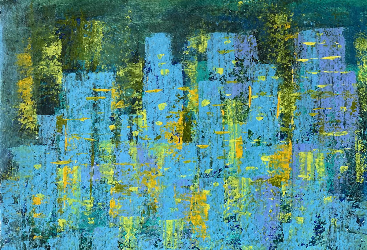 Urban Jungle! Abstract cityscape on handmade paper by Amita Dand