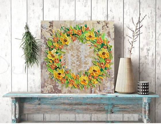 Yellow Flowers Holiday Wreath