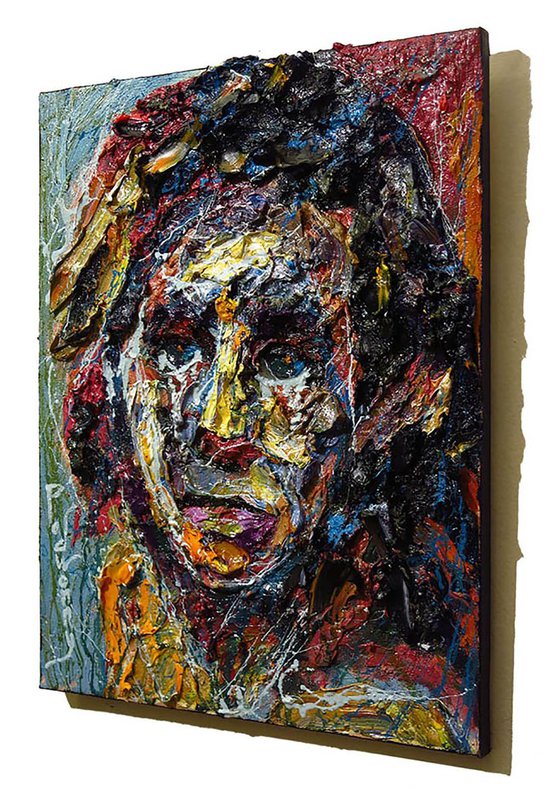 Original Oil Painting Portrait Impressionism Signed Impasto Outsider