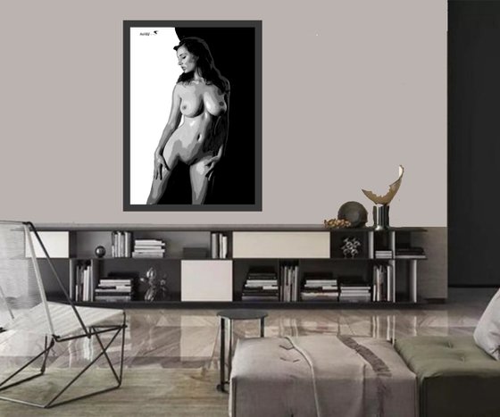 NUDE IN BLACK AND GREY #7   30"X42"