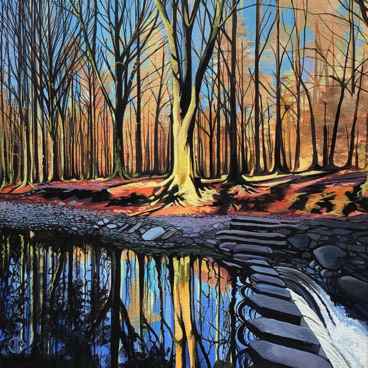  Stepping Stones On The Shimna By Joseph Lynch, 20 X 20, Artwork For Sale On Artfinder