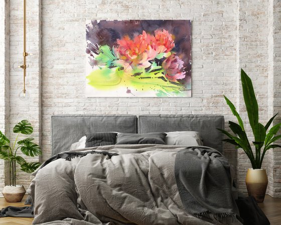 Flowers painting watercolor