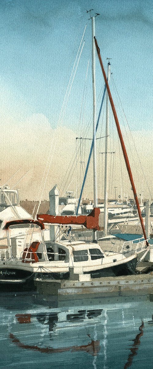 Resting Sailboat in the Marina by Masato Watanabe