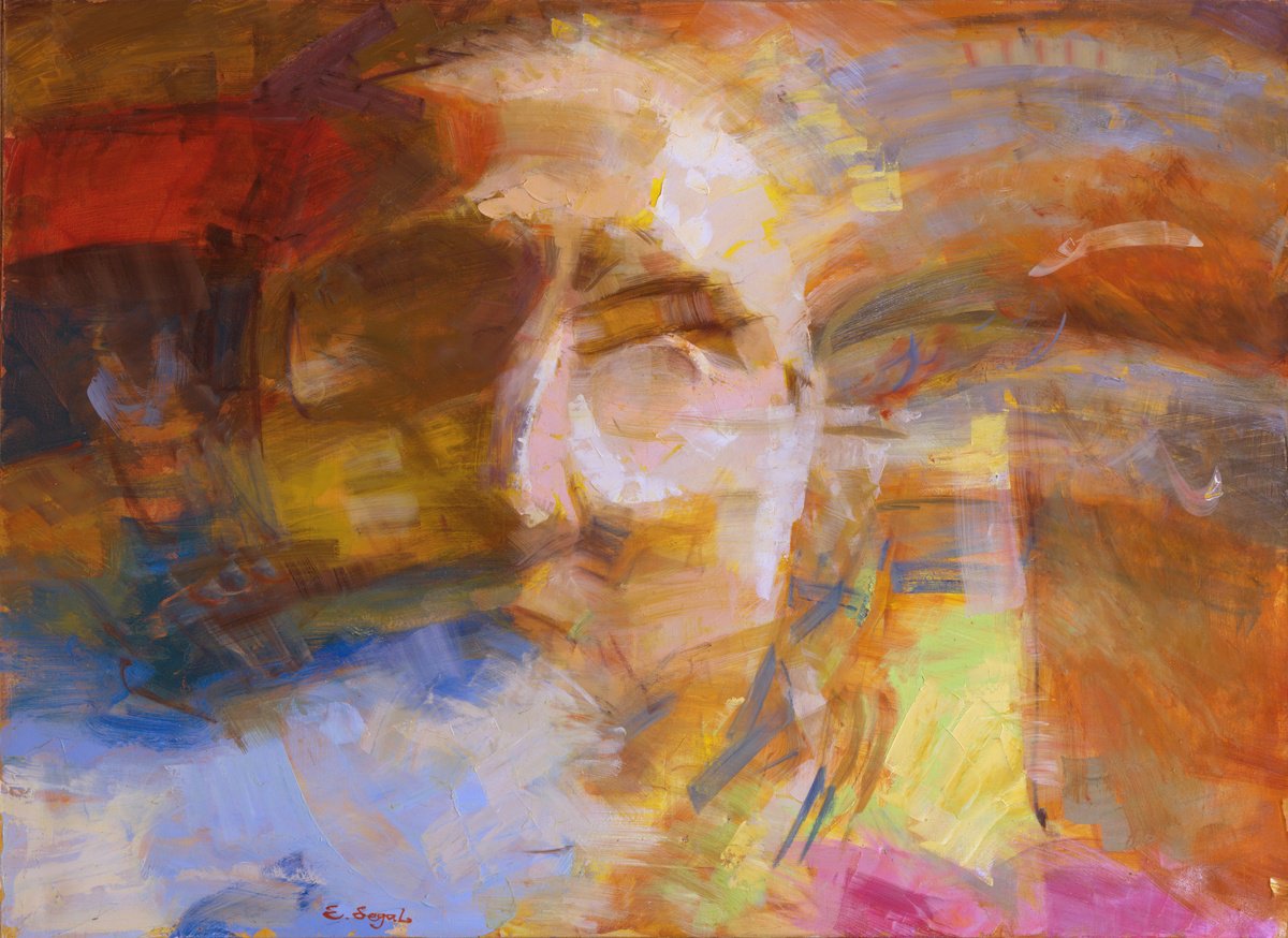 Expressive Oil Painting , Cigarette Smoke By Eugene Segal, 43 X 31, Artwork For Sale On Artfinder