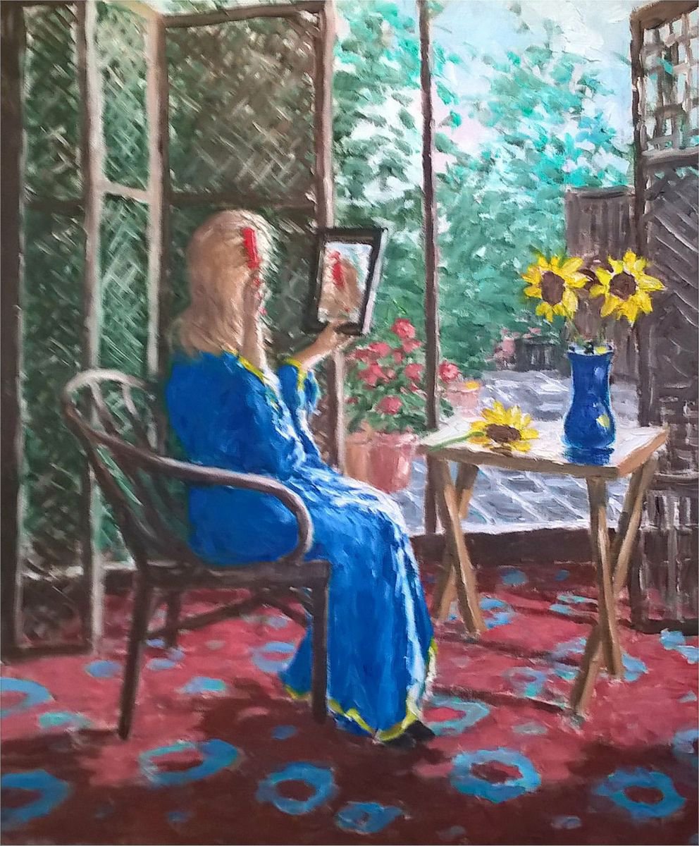 Impressionistic Portrait Oil Painting By Colin Ross Jack, 20 X 24, The Red Comb, Original Artwork