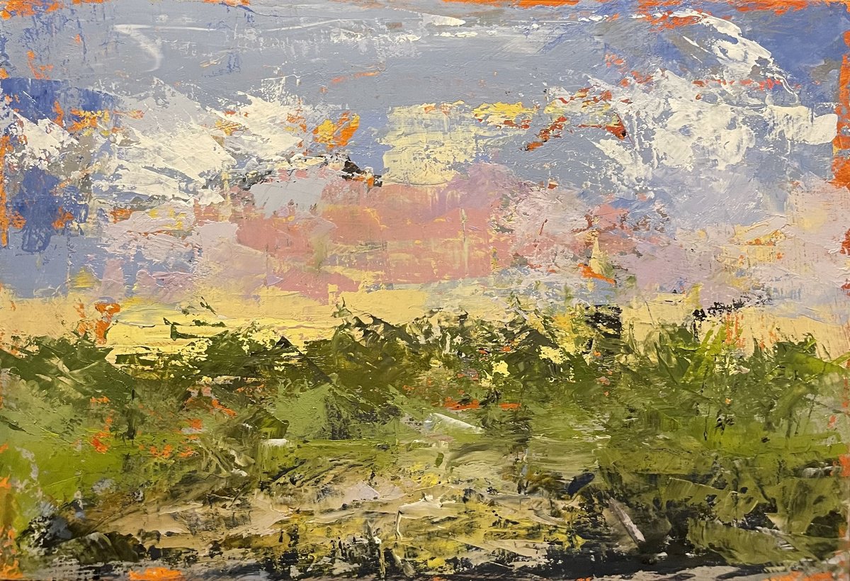 Abstract Landscape Oil Painting By Shayne Mcgirr, 13 X 10", Abstract Tree Line, Original Artwork