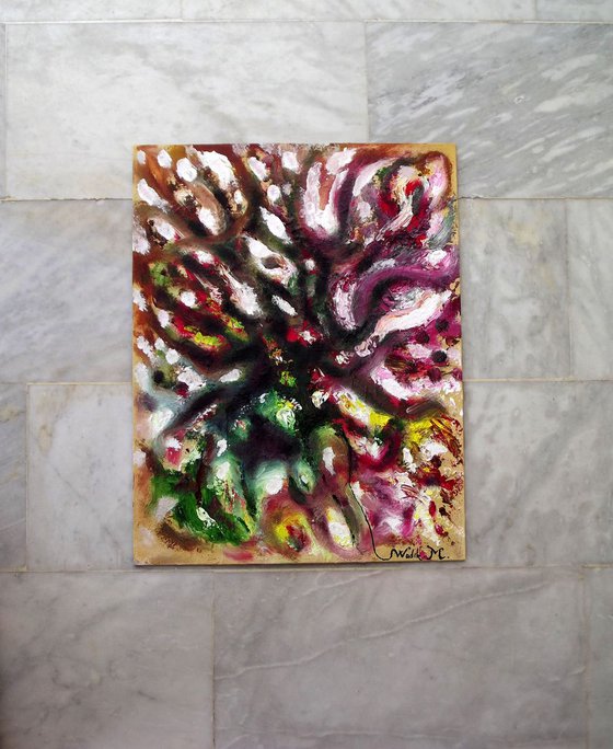 SPIDER - Abstract Oil painting on canvas panel board (36x46cm)