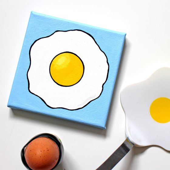 Fried Egg Pop Art Painting On Miniature Canvas
