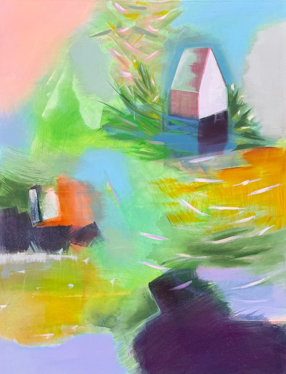 Organic Landscape Acrylic Painting By Katrin Roth, 39 X 51", Ephemeral Dream, Original Artwork