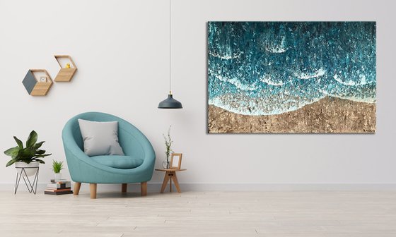 SHOW ME THE WAVES - XXL textured painting 150cm x 100cm