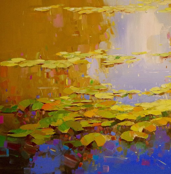 Waterlilies, Large Original oil Painting, Impressionism, Handmade artwork, One of a Kind, Signed with Certificate of Authenticity