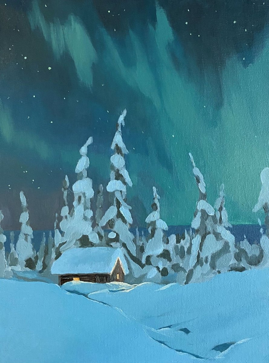 Impressionistic Landscape Oil Painting By Bohdan Vykhrenko, 12 X 16, Holy Night, Original Artwork