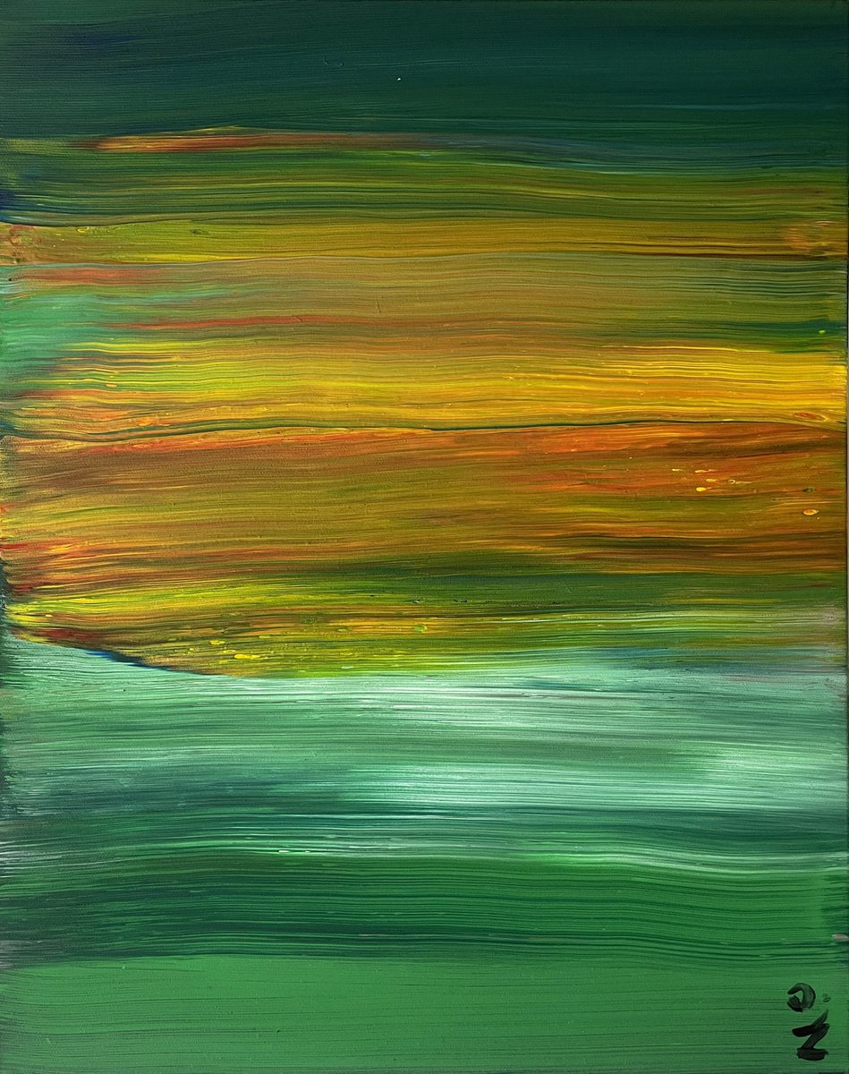 Abstract Landscape Acrylic Painting By Mattia Paoli, 16 X 20", #1 Sunset, Original Artwork