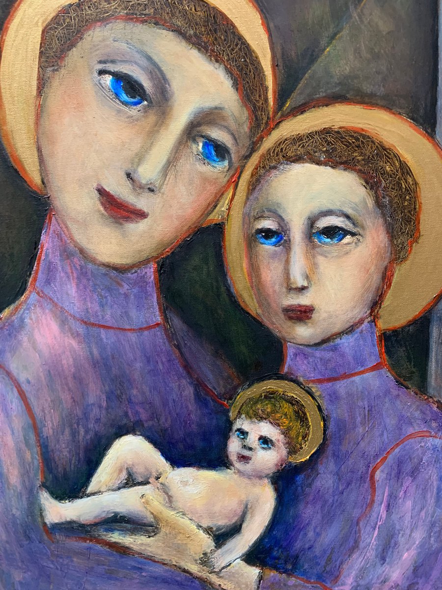 Expressive Oil Painting , A Holy Family By Leo Baxiner, 20 X 28, Artwork For Sale On Artfinder