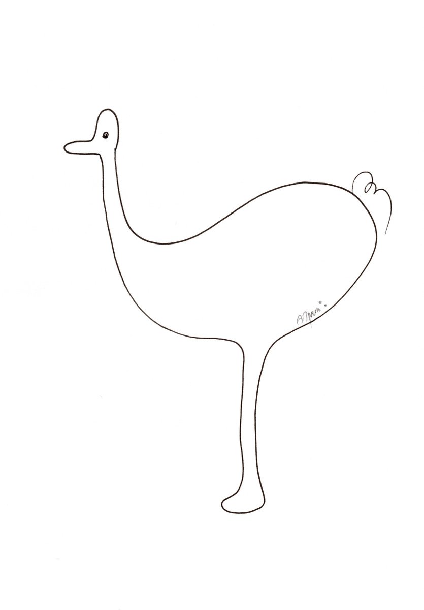 Ostrich No.3 - original line drawing by Alona Hryn