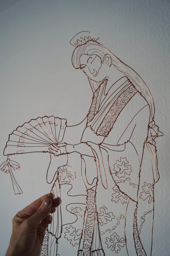 Japanese Geisha Wire Sculpture