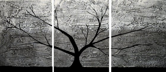 Grey Tree of Life artwork in acrylic