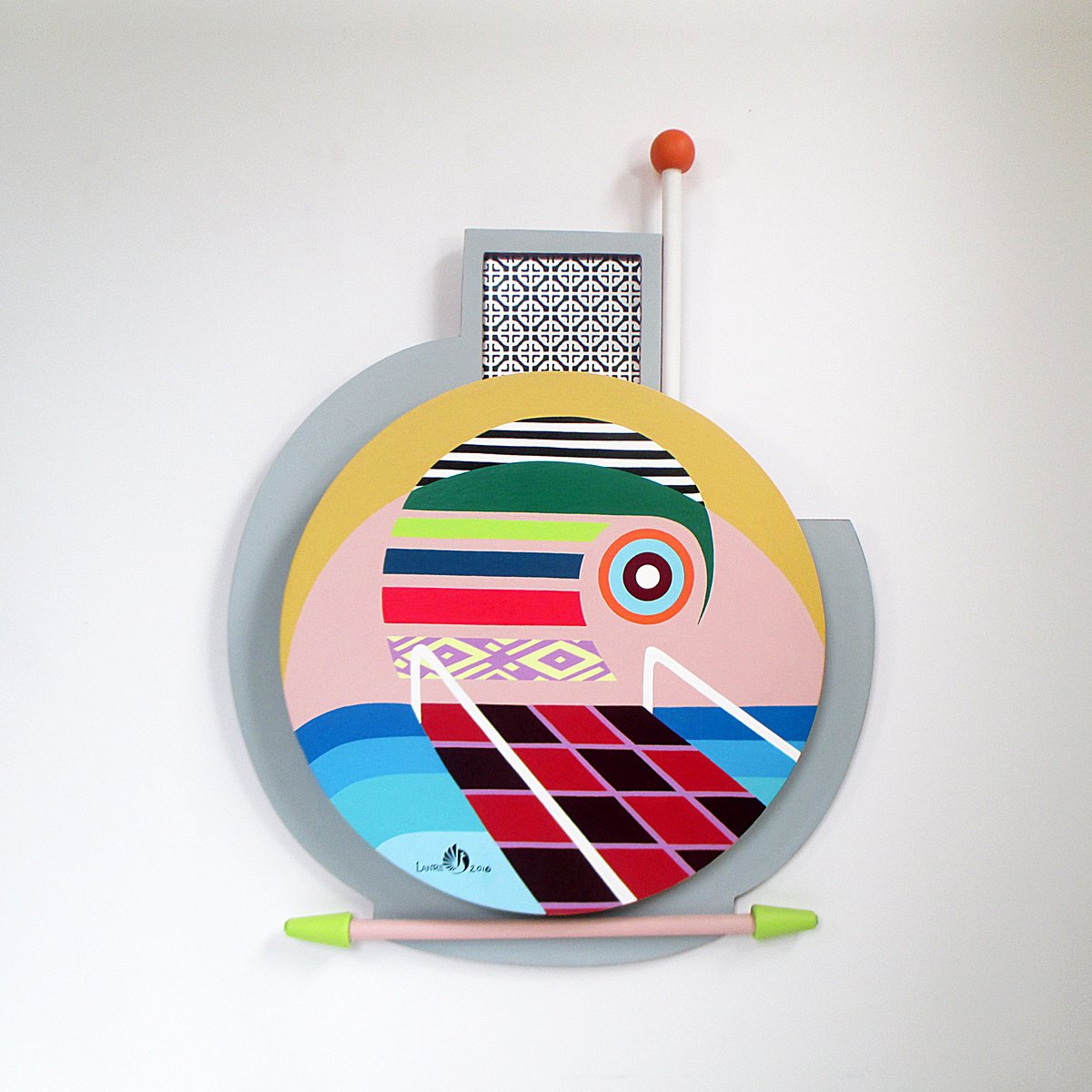 Geometric Abstract Wood Sculpture By Lanre Adefioye, 22 X 27", Bridge Over Troubled Water, Original Artwork