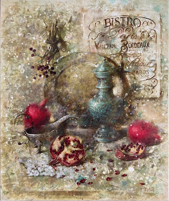 Pomegranate in French bistro