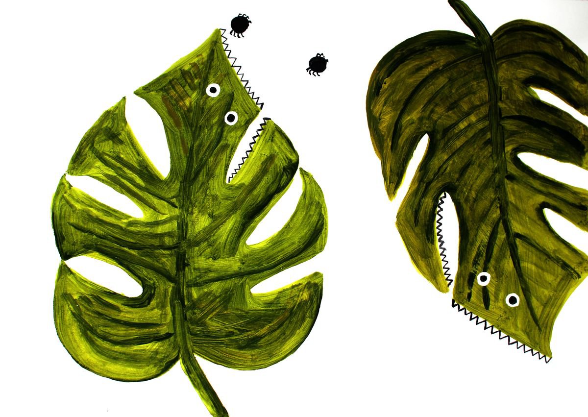 Monstrous Monstera Leaf Painting No.1 - Mel Sheppard Original / Signed - A2 Size on Paper... by Mel Sheppard