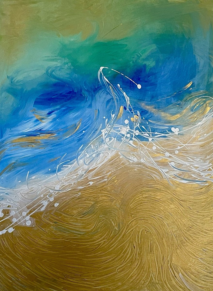 Impressionistic Landscape Acrylic Painting By Eliry Arts, 30 X 40, Blue Wave, Original Artwork