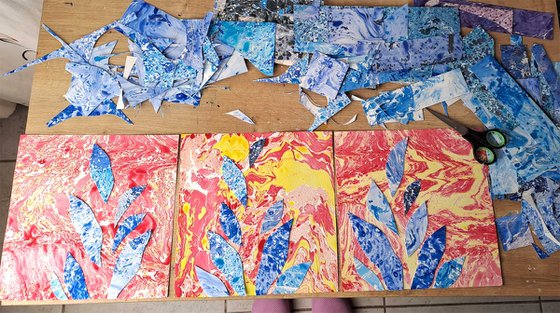 Blue Garden, set of 3