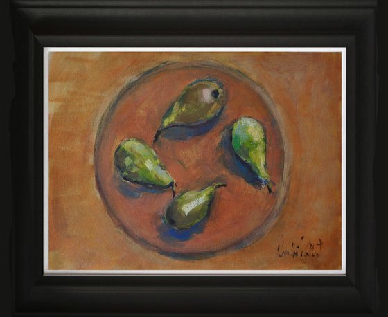 Four Pears on a Round Stool
