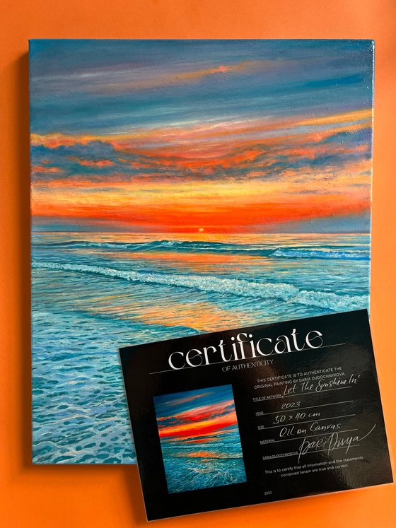 "Let The Sunshine In"- Original Oil painting of Sunset; Seascape; Ocean wall art; Coastal wall art; Wave canvas; Marine; Oil painting; Waves; Sea; Ocean.