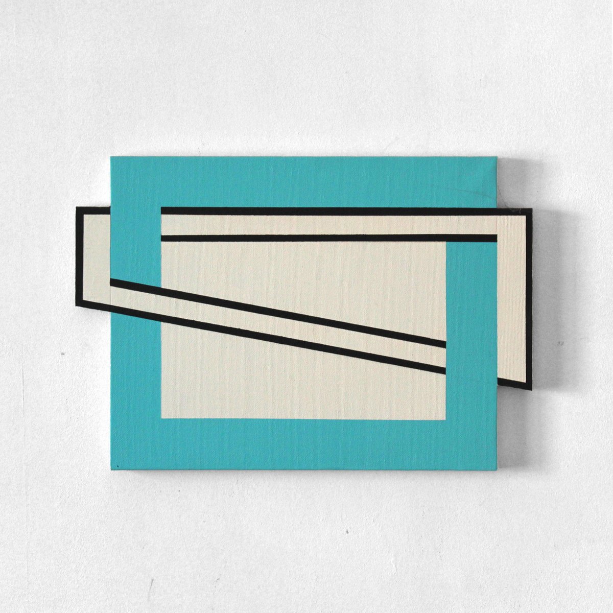 Geometric Abstract Acrylic Painting By Martin Singer, 14 X 9", Ce-16, Original Artwork