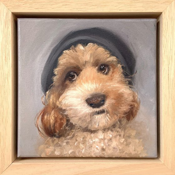 Custom pet portrait in frame