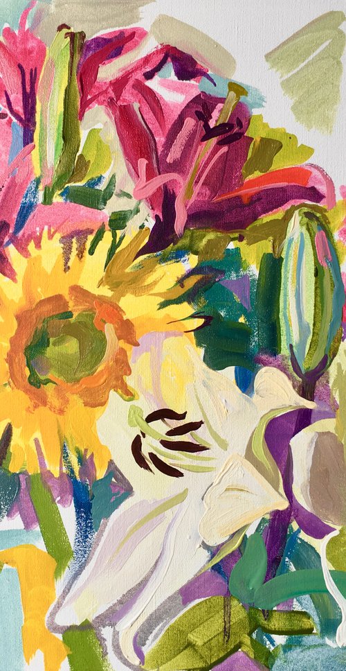 Sunflowers and Lilies by Ole Karako