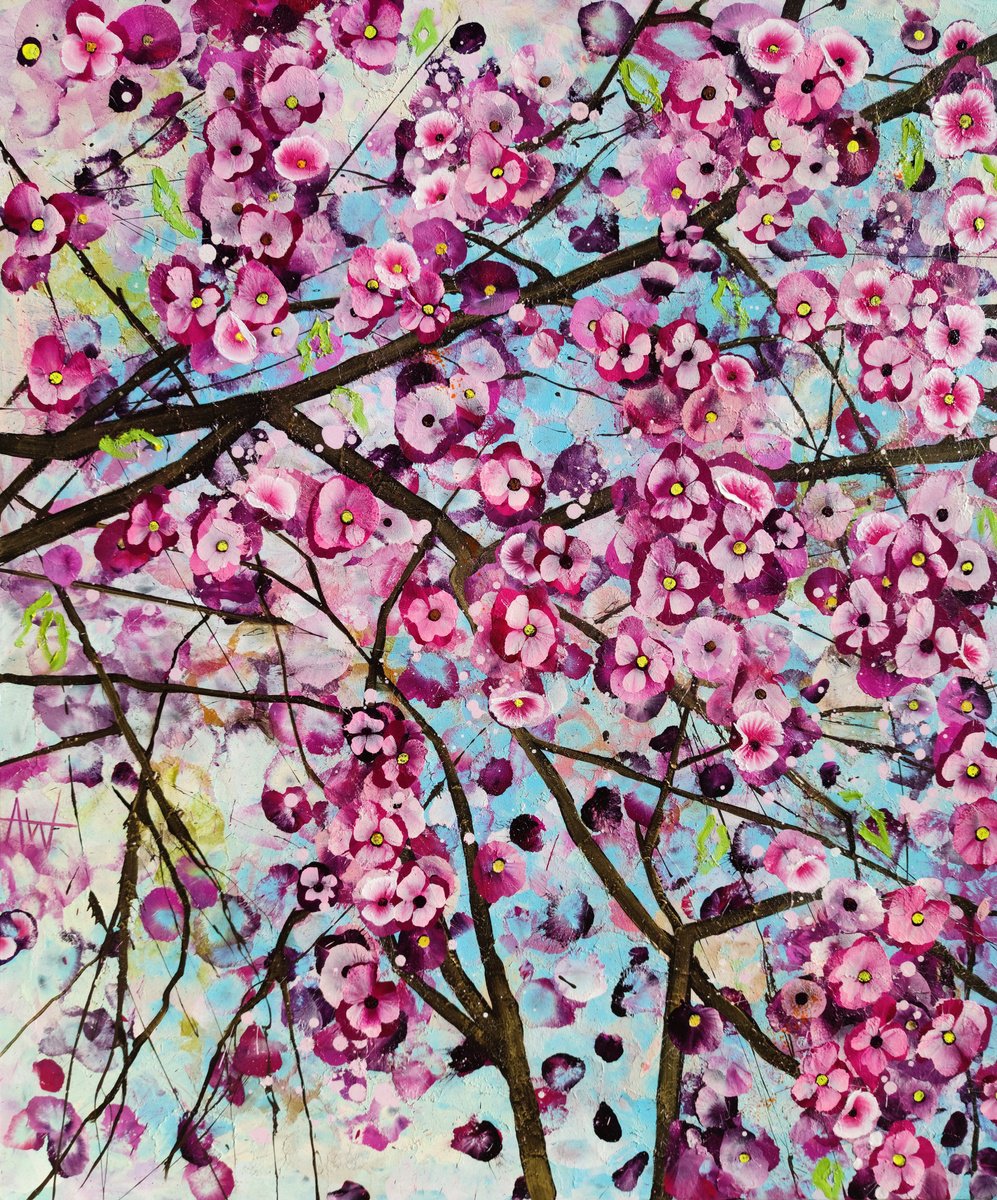 Sakura Kiss By Angie Wright, 39 X 47, Artwork For Sale On Artfinder