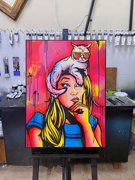 Cat On A Hot Blonde Head