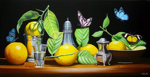 Lemons with butterflies by Jean-Pierre Walter
