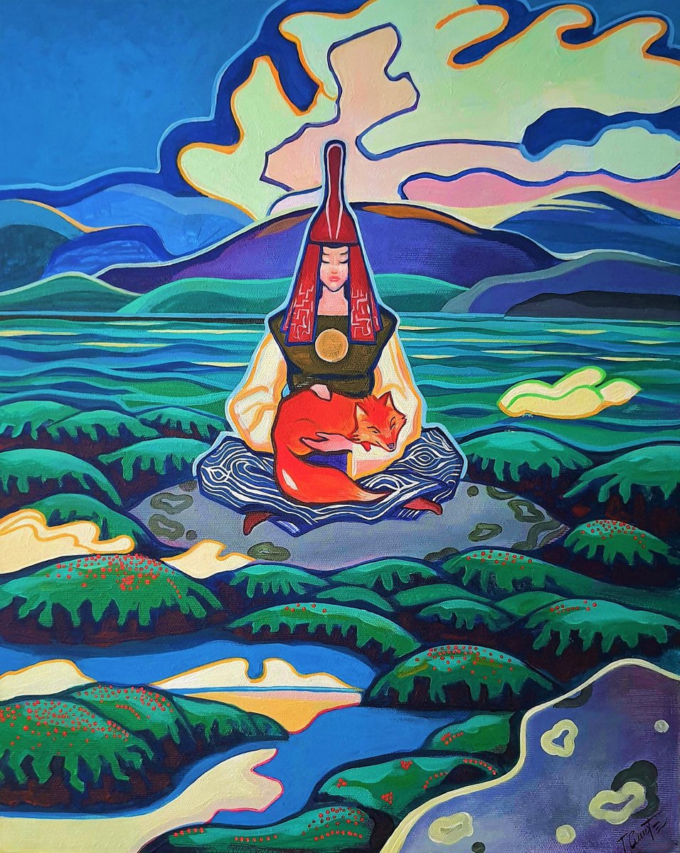 Portrait Acrylic Painting By Tanja Smirnova, 16 X 20", Meditation, Original Artwork