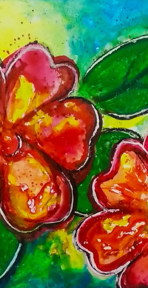 Flower Power- Vibrant colorful painting by Manjiri Kanvinde
