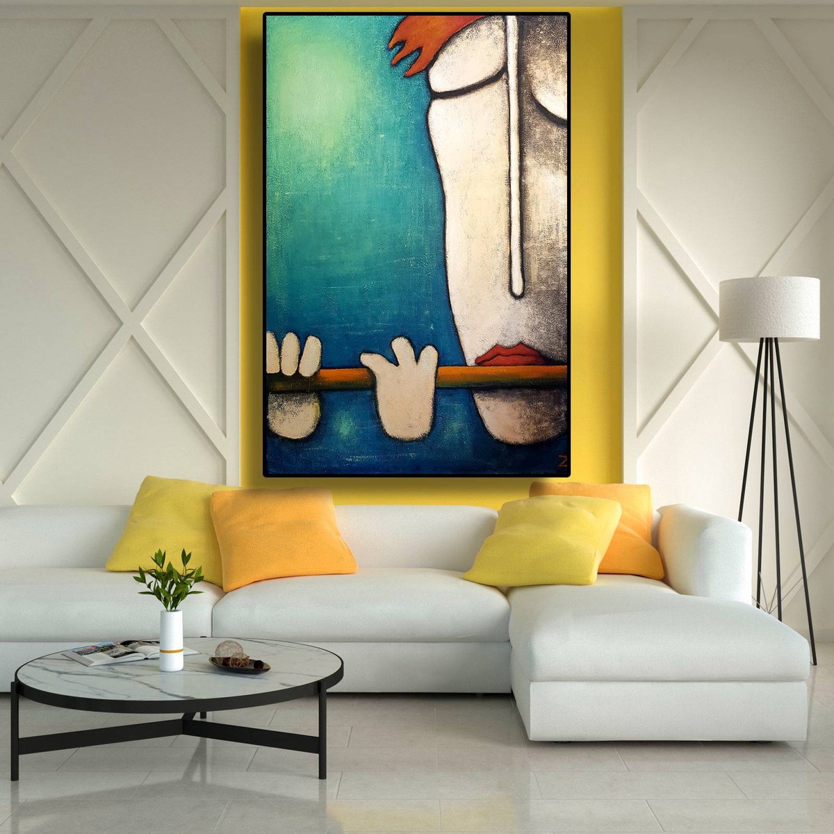 Naive Acrylic Painting , Fluit Musiek Ix By Zhana Viel, 39 X 59, Artwork For Sale On Artfinder