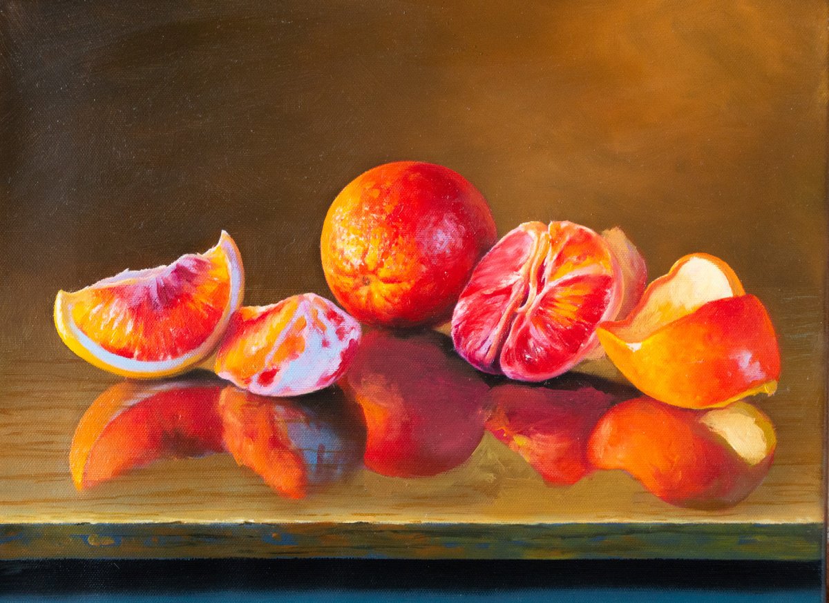 Photorealistic Still Life Oil Painting By Kolodyazhniy Sergey, 16 X 12", Still Life. Sicilian Orange, Original Artwork