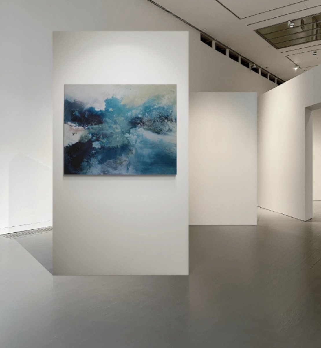 Abstract Acrylic Painting By Christa Haack, 39 X 31, Blue Magic Of Power 1, Original Artwork