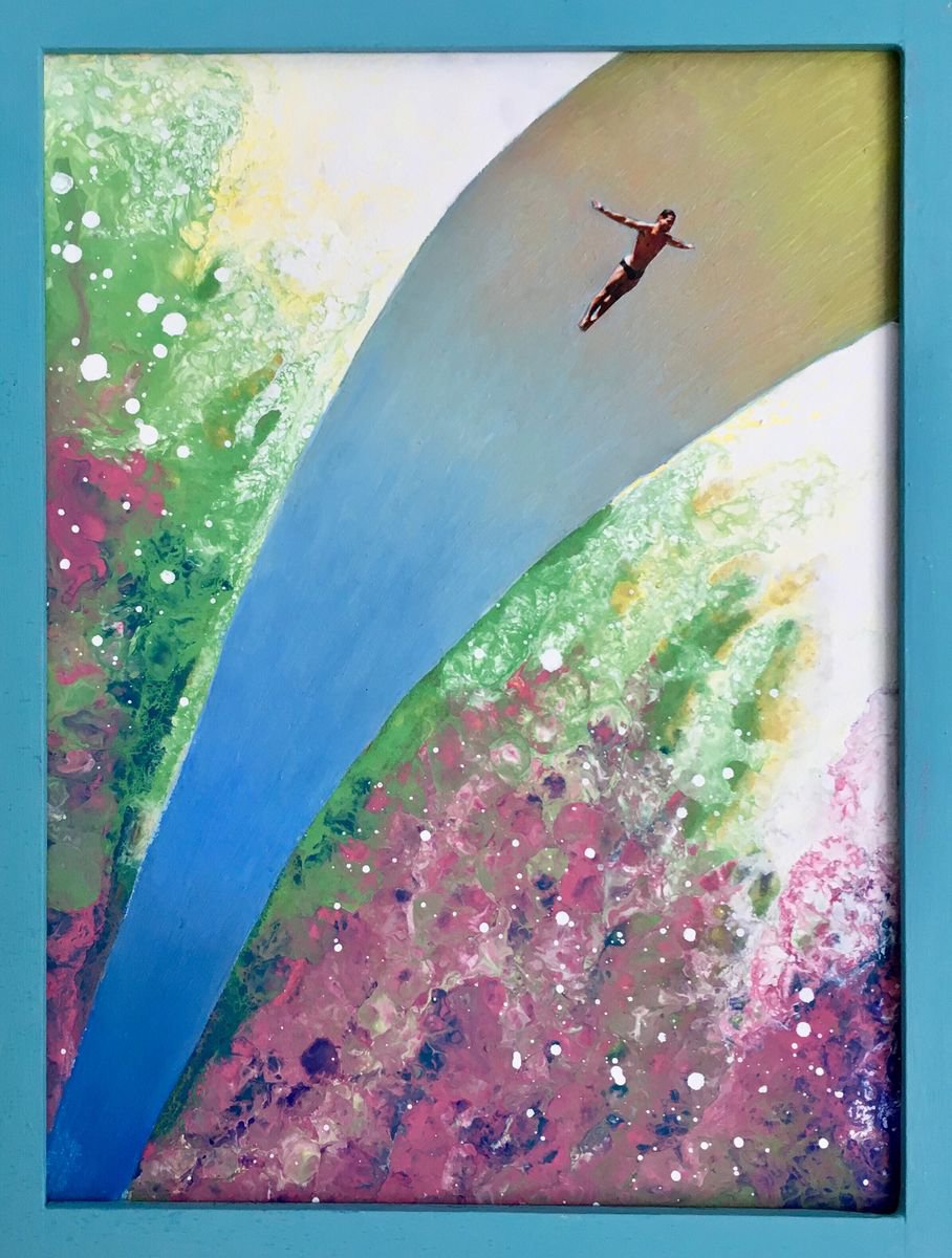 Surrealistic Landscape Painting By Stefano Pallara, 7 X 9", Sunfly N.2, Original Artwork