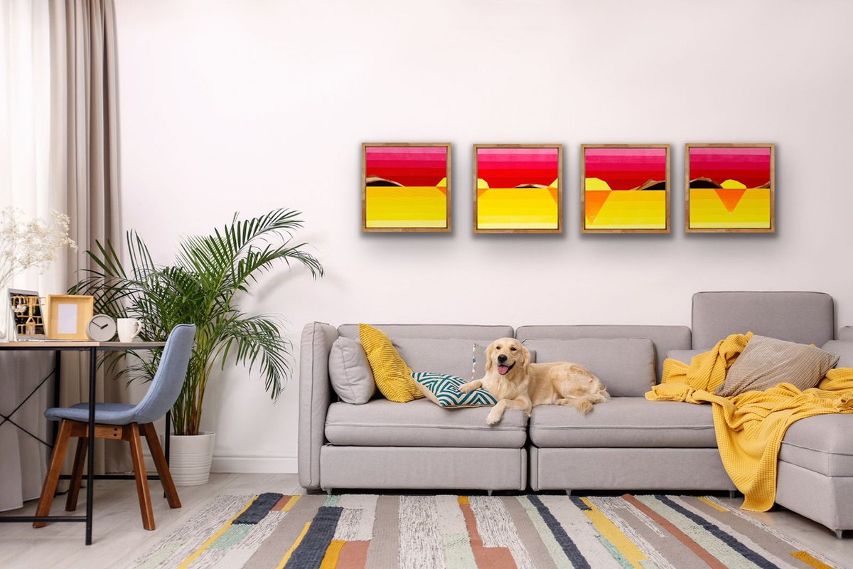 Geometric Abstract Acrylic Painting By Catia Goffinet, 63 X 16, Places In My Soul 2, Original Artwork