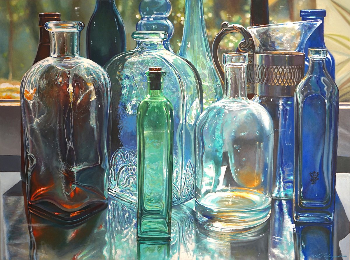Photorealistic Still Life Oil Painting By Sergej Sologub, 51 X 38", Light 2, Original Artwork