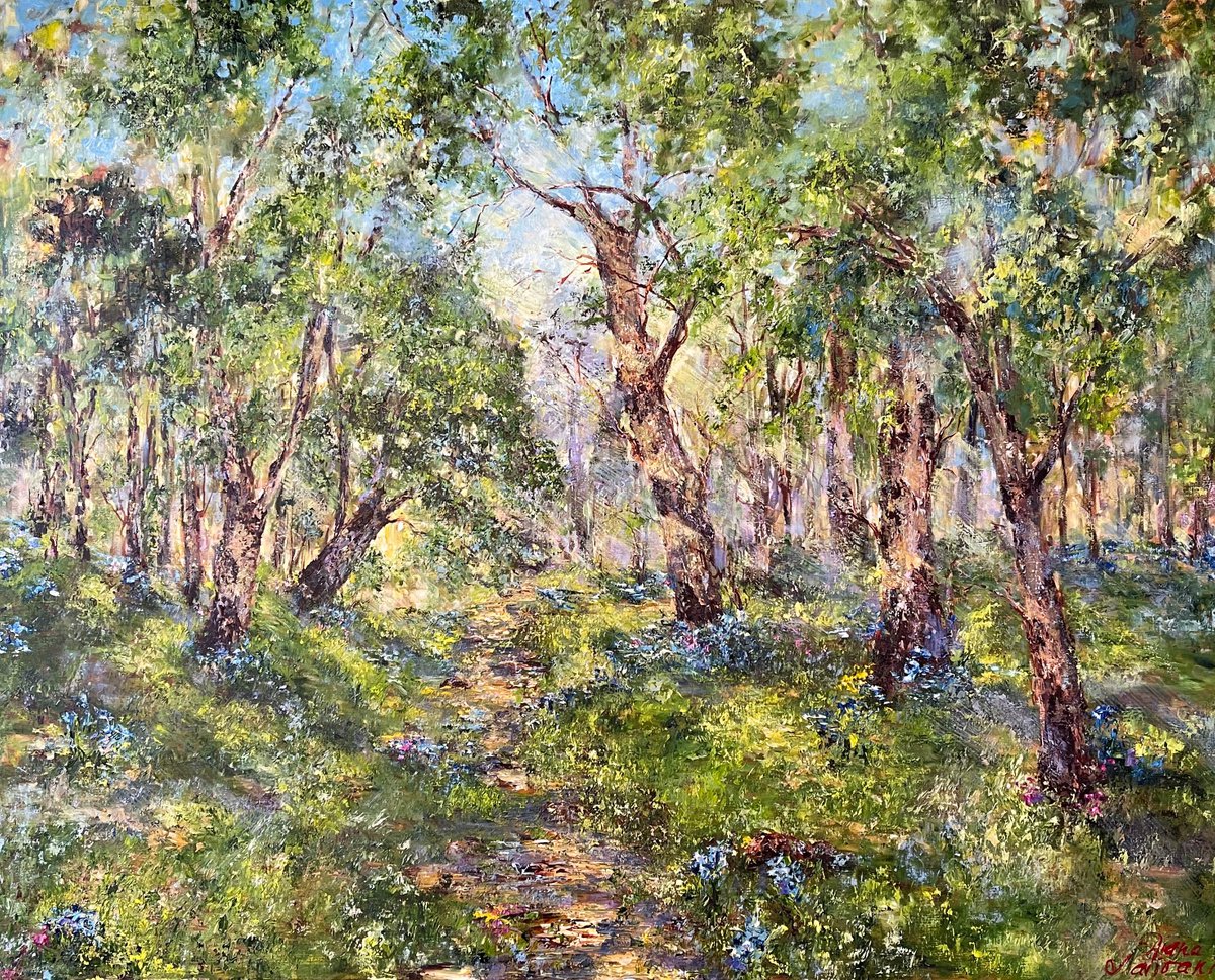 Impressionistic Landscape Oil Painting By Diana Malivani, 59 X 47, Dans La Brume Matinale, Original Artwork